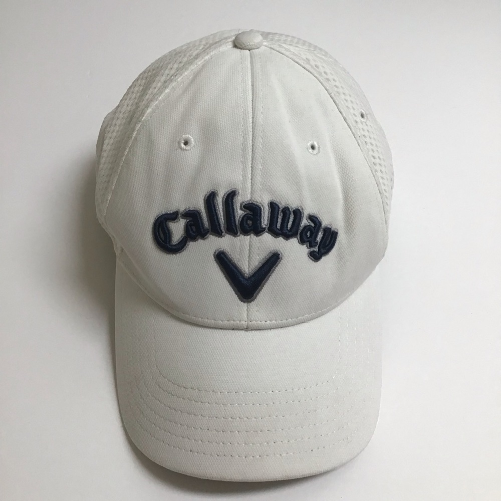 Callaway V Odyssey Golf Hat White Mens L/XL Embroidered Logo A-Flex Cap Poly